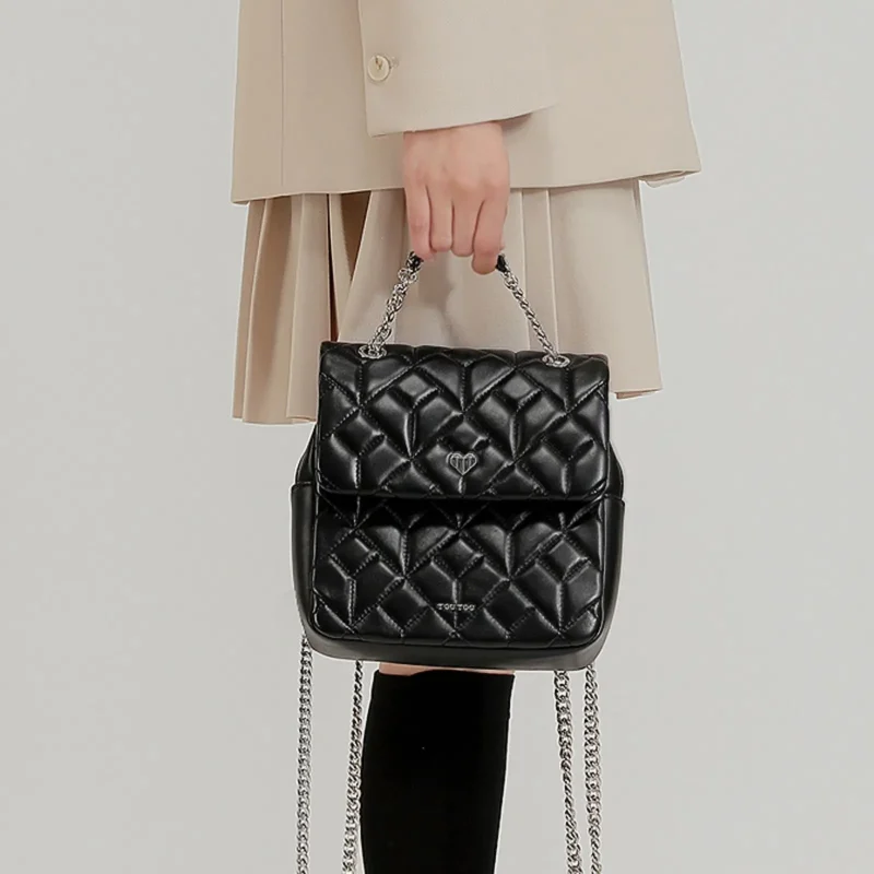 Quilted Luxury Diamond Lattice Backpack - Image 7