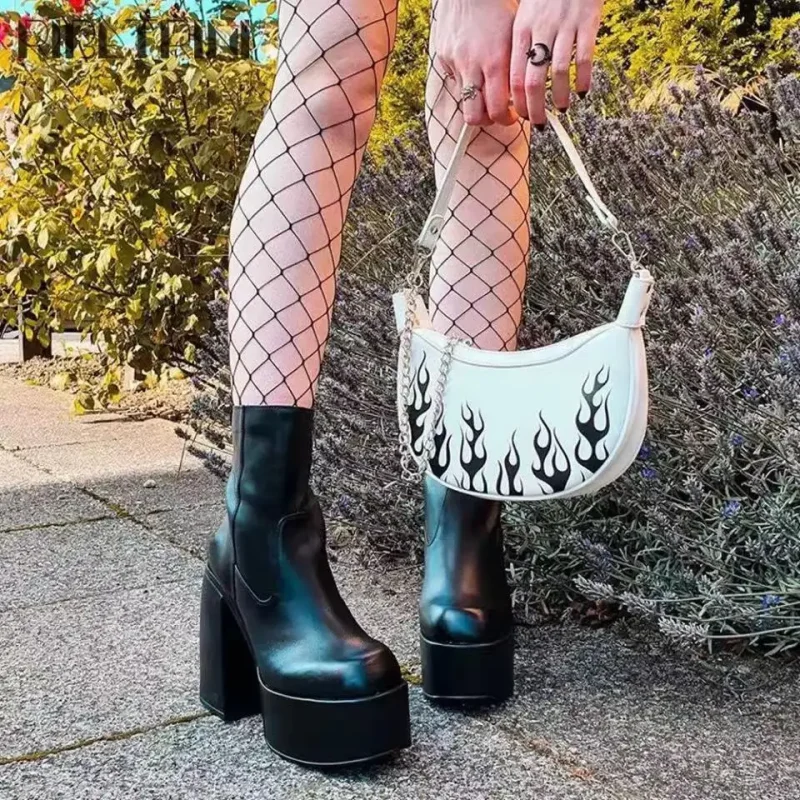 Eco Black Thick Elastic Knee High Boots - Image 6