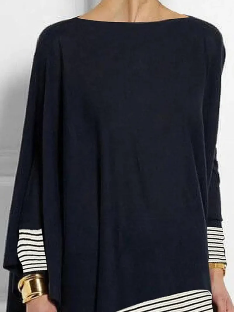 Stylish Striped Batwing Long Sleeves T-Shirts - Image 5