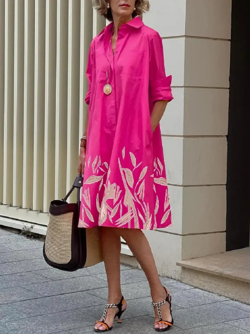 Yeezzi Vintage Leaves Print Elegant Party Evening Dress - Image 7