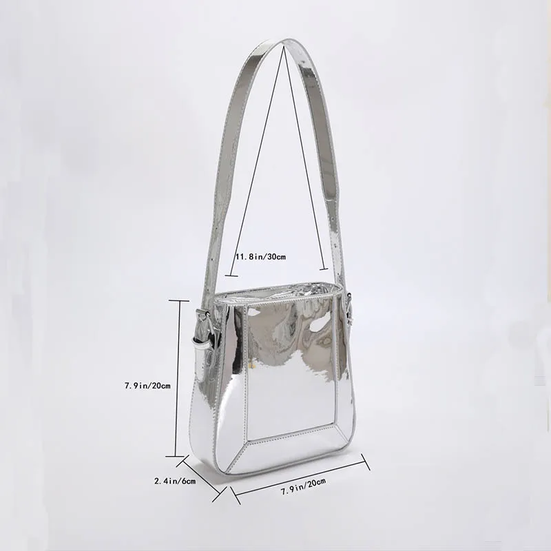 Pure Color Shiny Gold Leather Shoulder Bags - Image 6