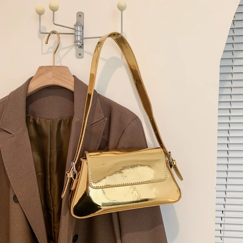 Single Shoulder Pure Color Simple Pu Leather Handbag - Image 5