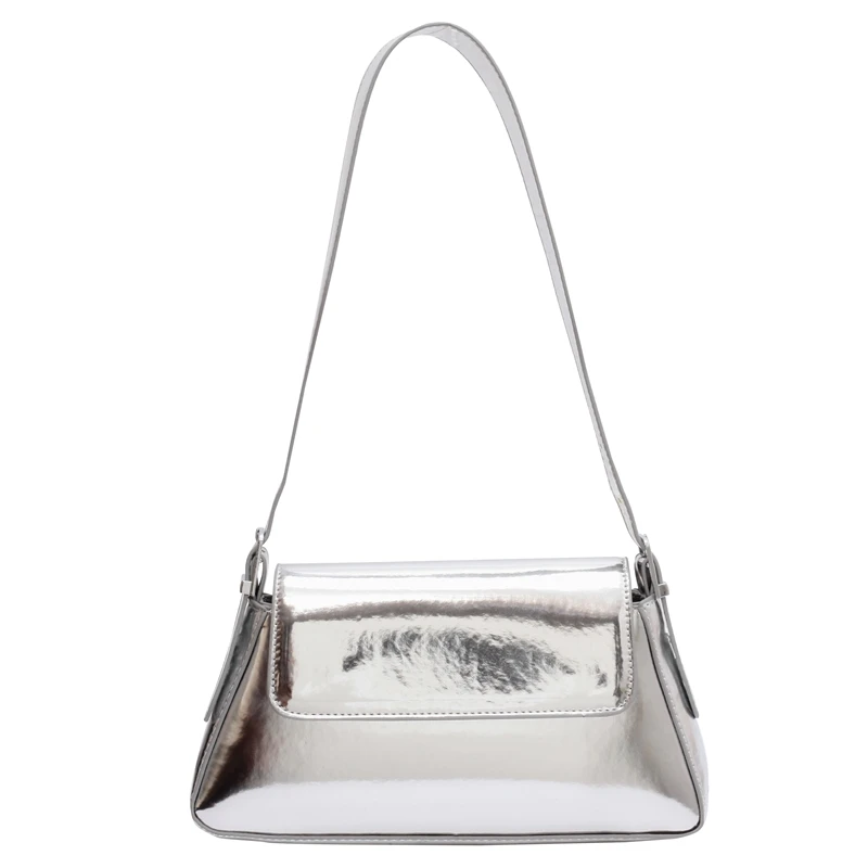 Single Shoulder Pure Color Simple Pu Leather Handbag - Image 6
