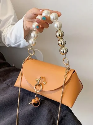 Pu Leather Pearl Chain Handbags