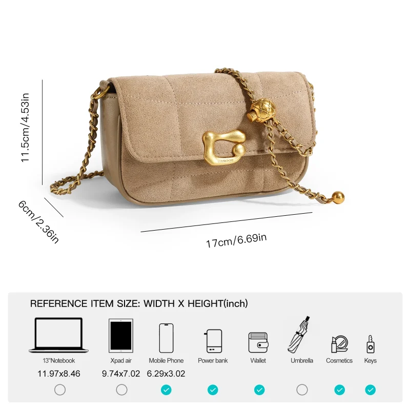 Stylish Chain Crossbody Retro Suede Shoulder Bag - Image 4
