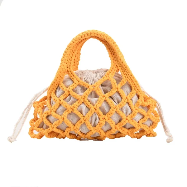 Cotton Line Woven Hollowed out Beach Clutch Bags