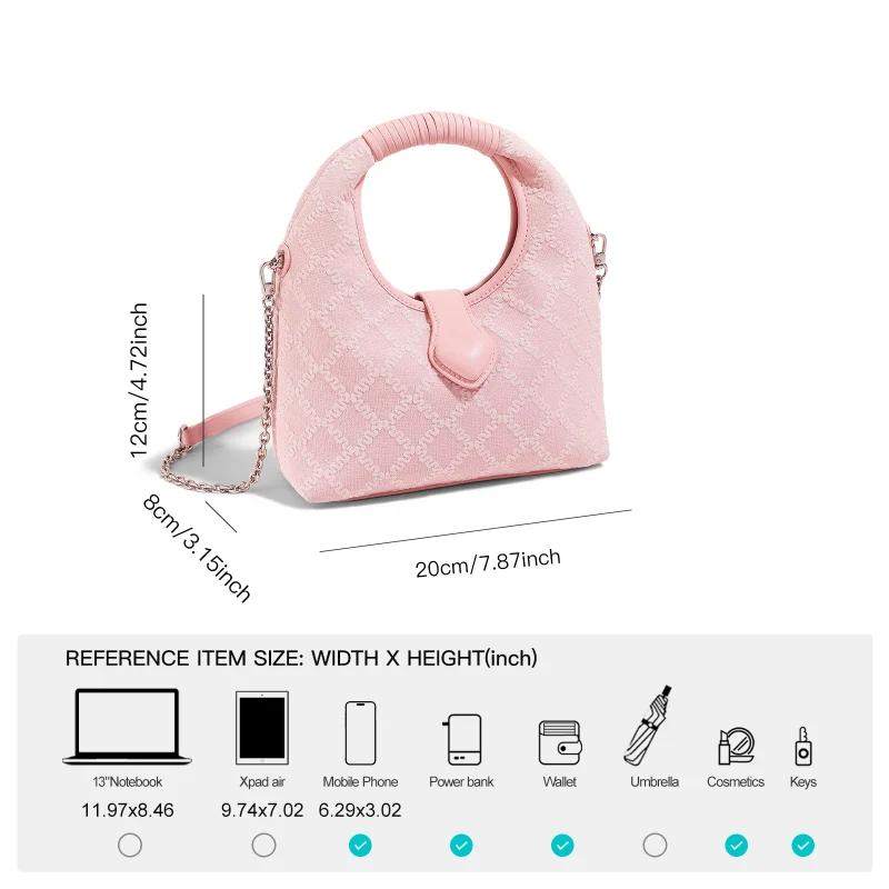 Girly Pink Shoulder Crescent Bag - Image 5