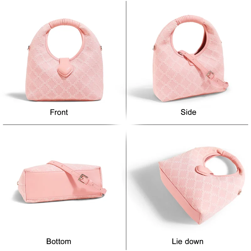 Girly Pink Shoulder Crescent Bag - Image 6