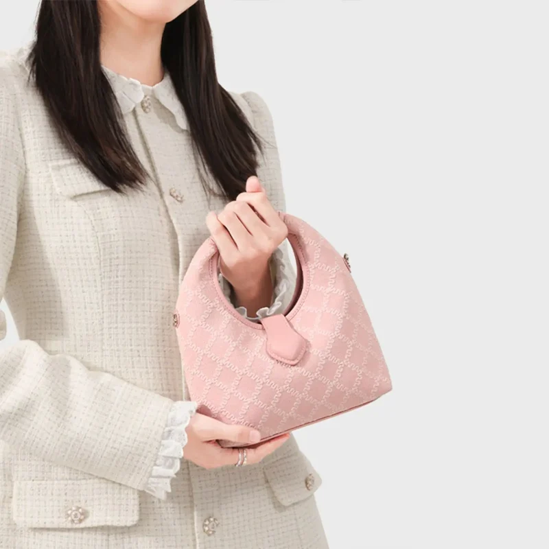 Girly Pink Shoulder Crescent Bag - Image 2