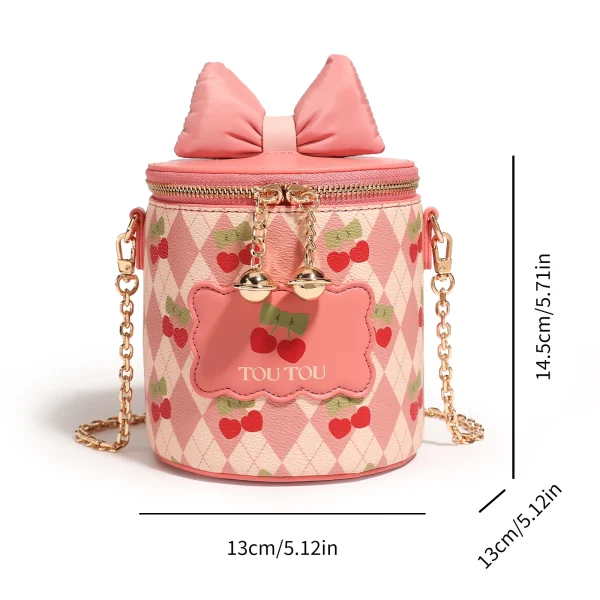 Sweet Mini Chain Cherry Print Bucket Bag - Image 2