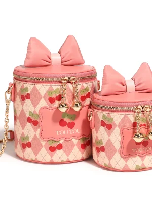 Sweet Mini Chain Cherry Print Bucket Bag