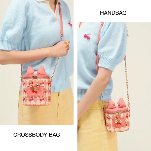 Sweet Mini Chain Cherry Print Bucket Bag - Image 6