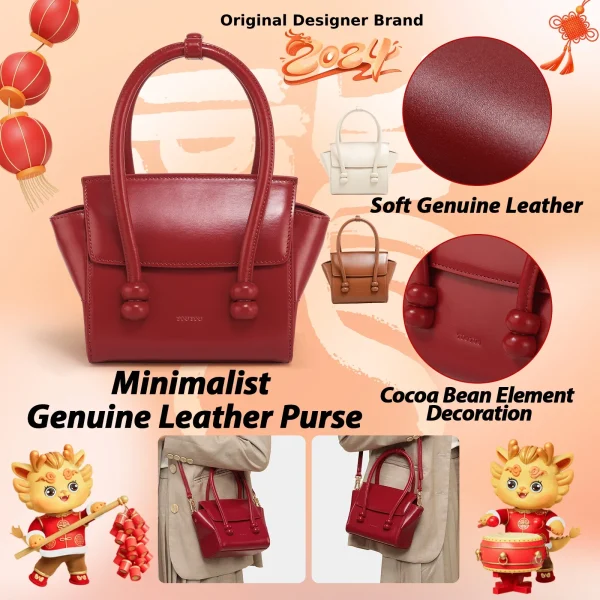 Genuine Leather Large Capacity Scalable Handbag - Image 2