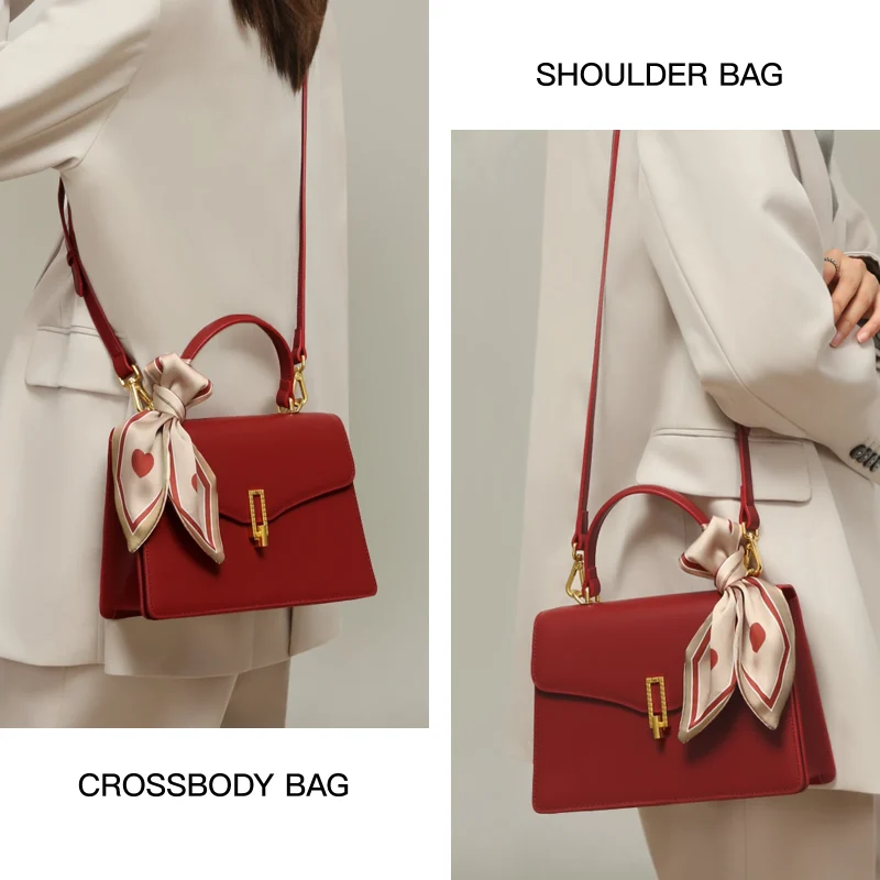 Eco Genuine Split Leather Crossbody Square Handbag - Image 4