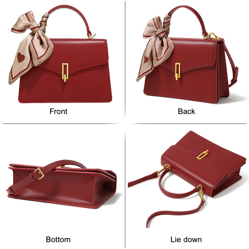 Eco Genuine Split Leather Crossbody Square Handbag - Image 6