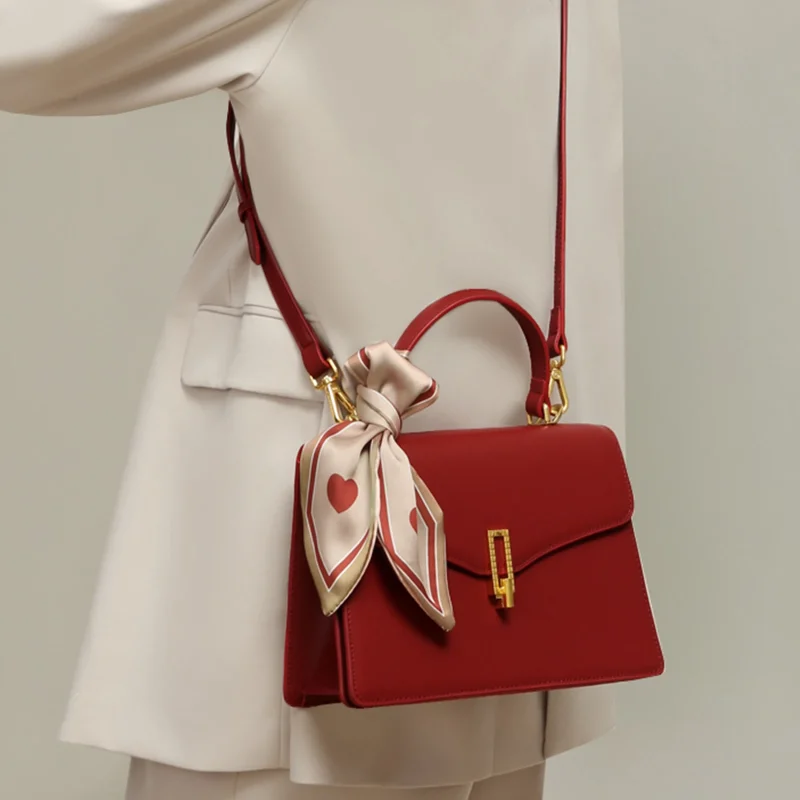 Eco Genuine Split Leather Crossbody Square Handbag - Image 2