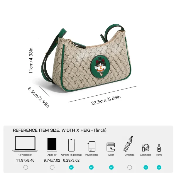 Eco Embroidery Green Cat Series Shoulder Bag - Image 3