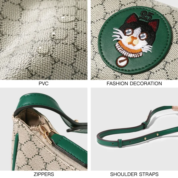 Eco Embroidery Green Cat Series Shoulder Bag - Image 6