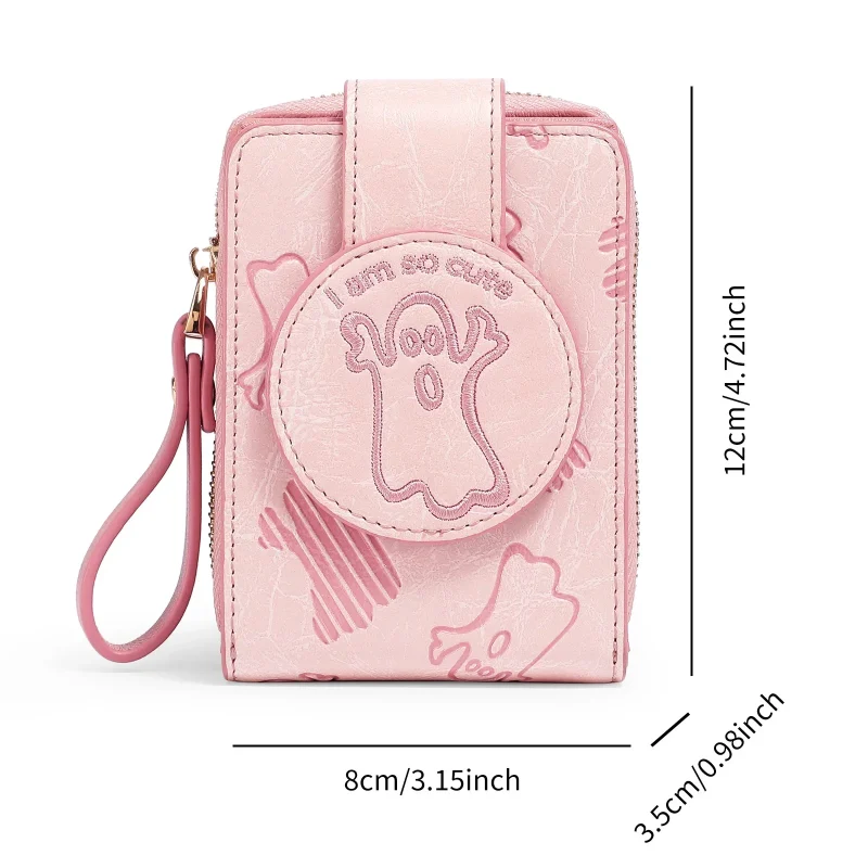 Hot Pink Portable Cute Ghost Pattern Wallet - Image 4