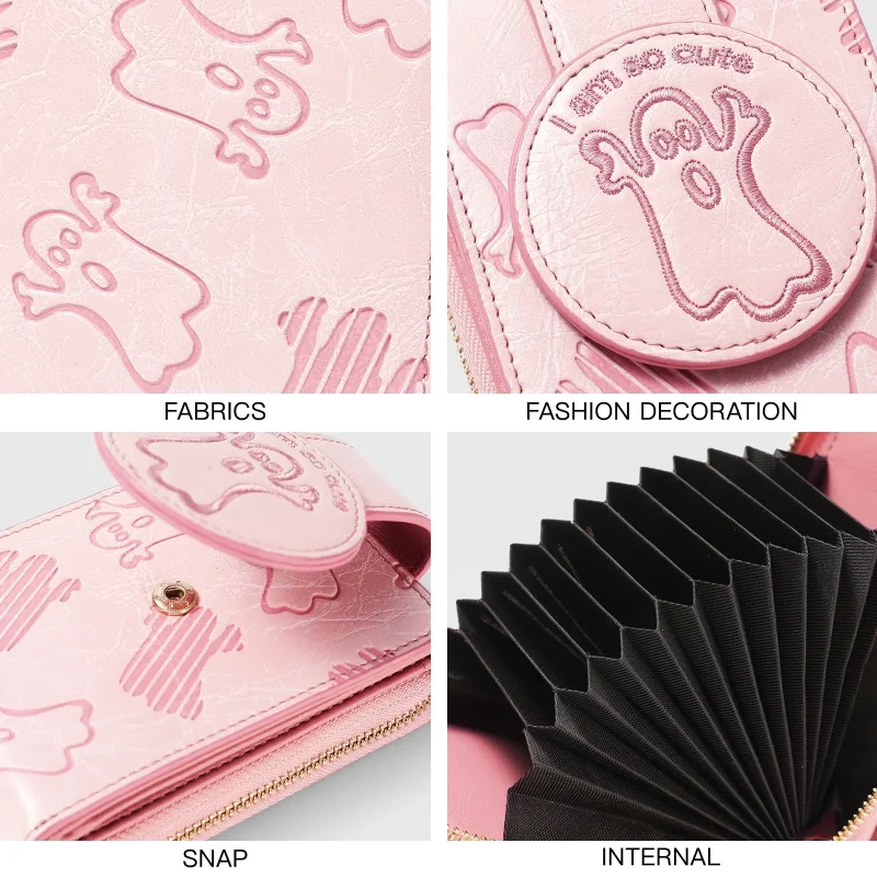 Hot Pink Portable Cute Ghost Pattern Wallet - Image 5