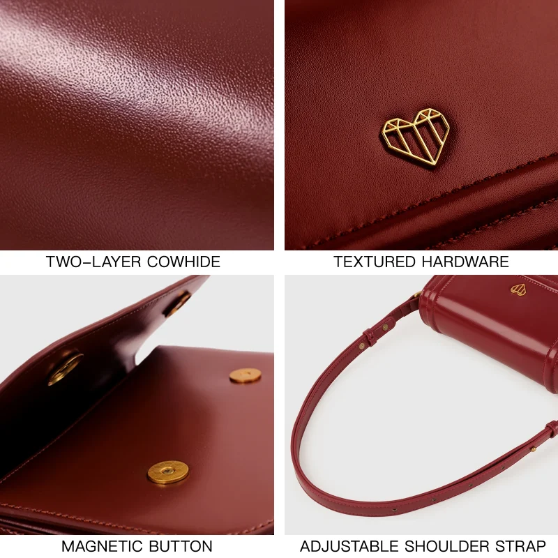 Delicate Metal Love Heart Flap Small Square Bag - Image 5