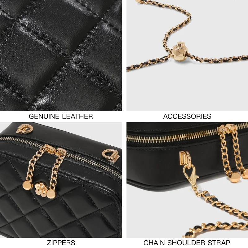 Luxury Quilted Original Hardware Embellished Crossbody Bag - Image 6