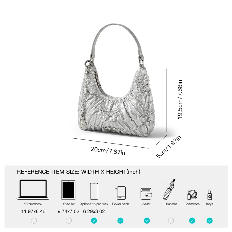 Silvery Shoulder Commuter Handbag - Image 5