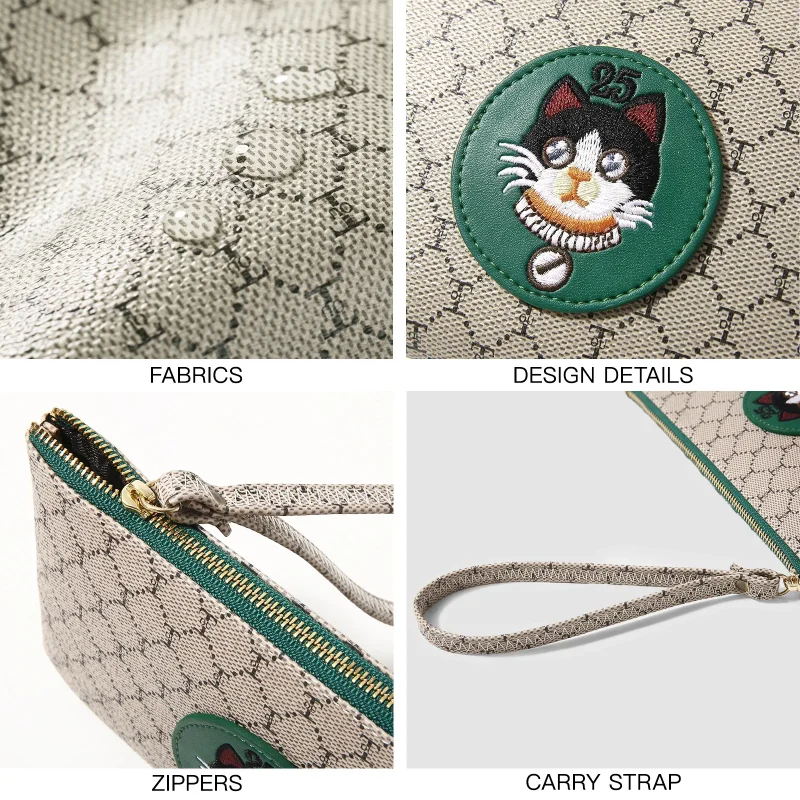 High Quality Pvc Green Cat Clutch Bag - Image 6