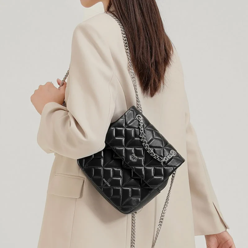 Quilted Luxury Diamond Lattice Backpack - Image 6