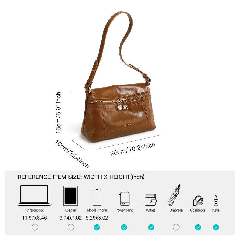 Retro Bright Leather Messenger Bag - Image 5