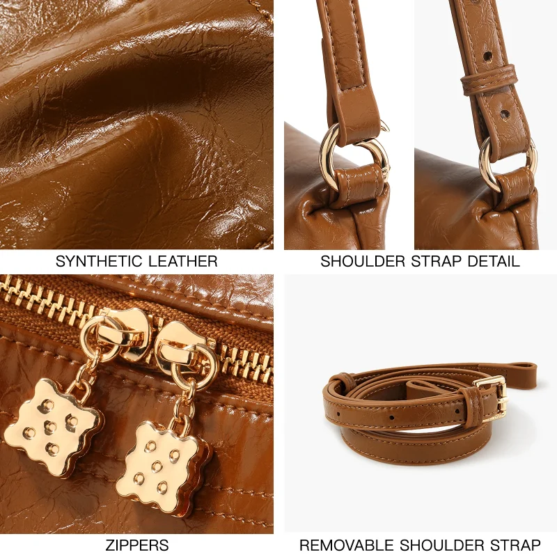 Retro Bright Leather Messenger Bag - Image 6