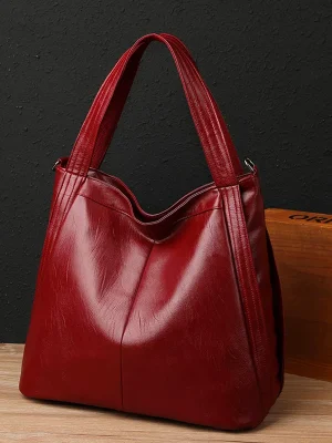 Vintage PU Leather Designers High capacity Totes Bag