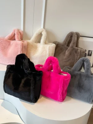 Luxury Plush Faux Fur Tote Shoulder Bags