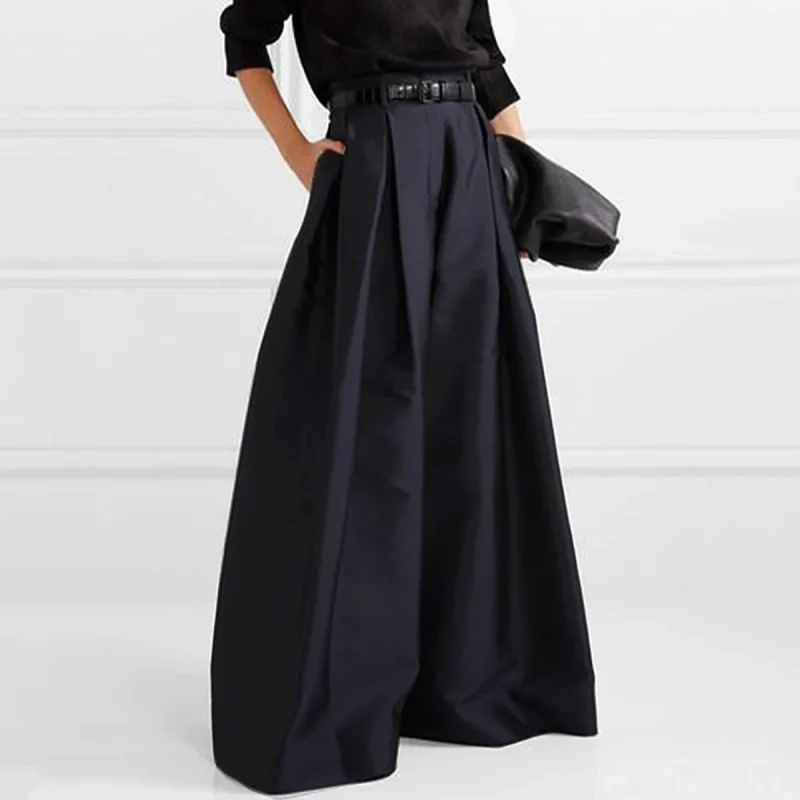 Loose High Waisted Solid Color Wide Leg Pants - Image 2