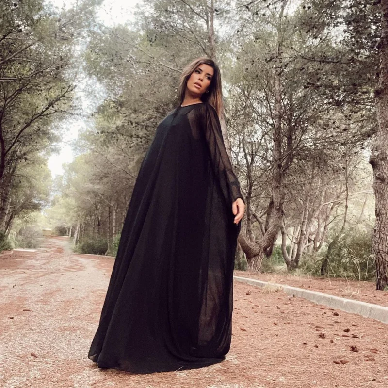 Two Pieces Inner Slip Dress+See Through Outer Maxi Dress - Image 5