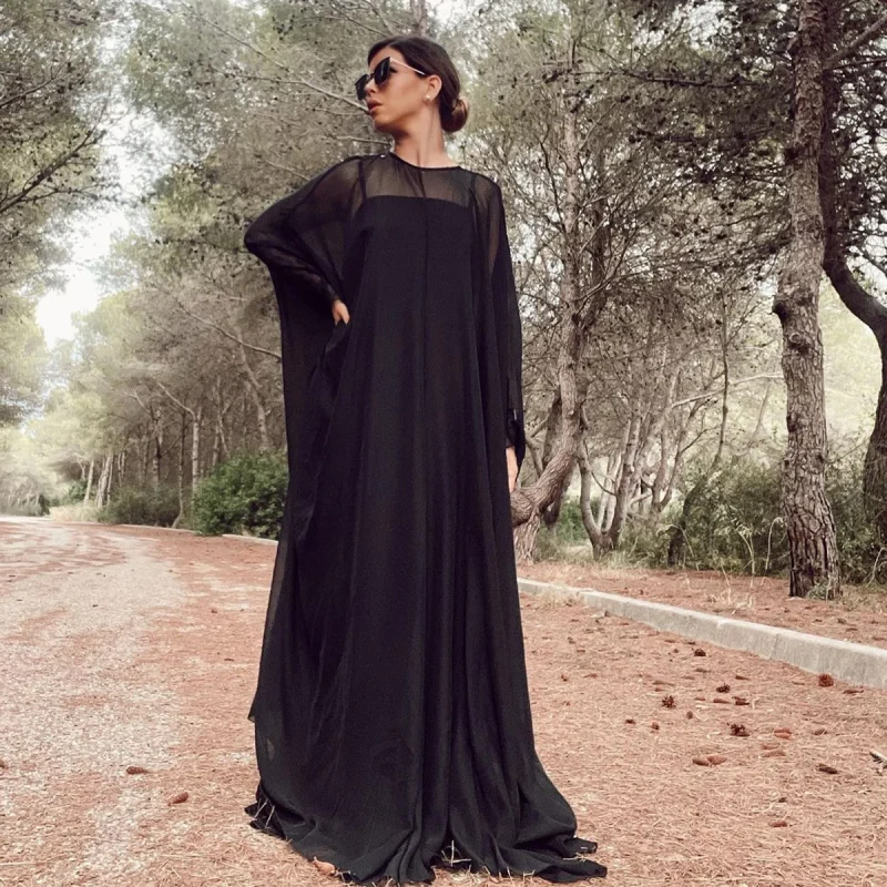 Two Pieces Inner Slip Dress+See Through Outer Maxi Dress - Image 6