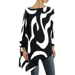 Striped Printed Asymmetric T-Shirts - Image 2