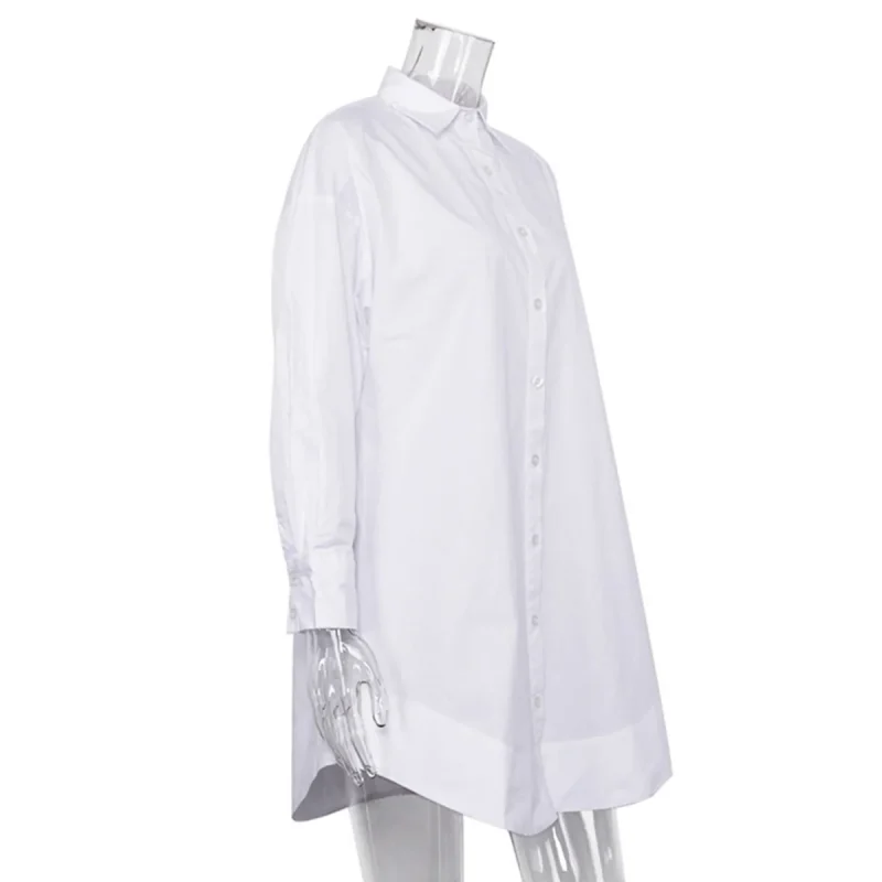 Solid Color Lapel Shirt Dress - Image 6