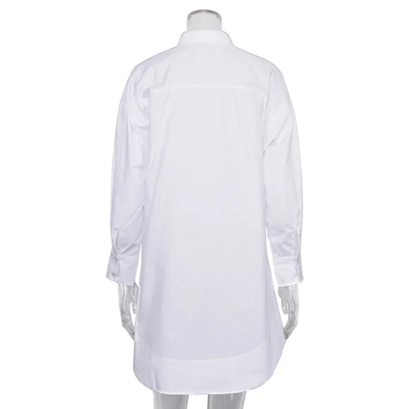 Solid Color Lapel Shirt Dress - Image 7