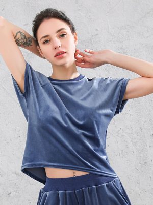 Velvet Short-Sleeved Sports T-shirt