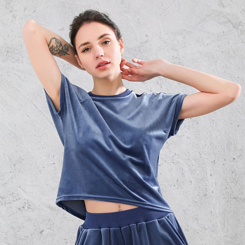 Velvet Short-Sleeved Sports T-shirt