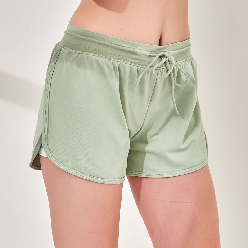 Mid-Waist Drawstring Elastic Stitching Sports Shorts