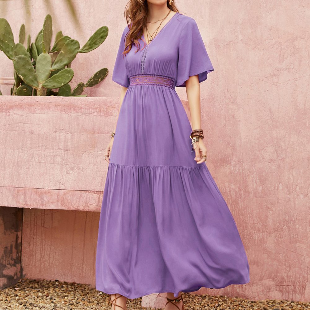 Silk Waist V-Neck Nightgown: Casual Retro Women's Home Wear Dress, Mixed Batch