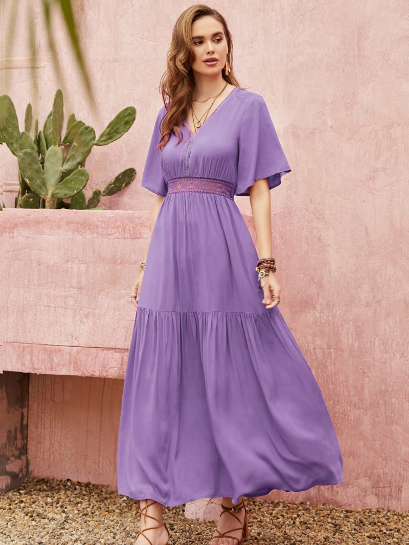 Silk Waist V-Neck Nightgown: Casual Retro Women's Home Wear Dress, Mixed Batch - Image 2