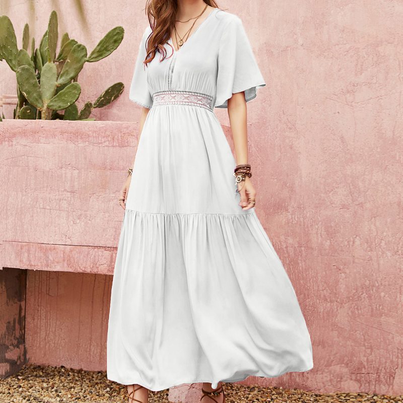 Silk Waist V-Neck Nightgown: Casual Retro Women's Home Wear Dress, Mixed Batch - Image 4