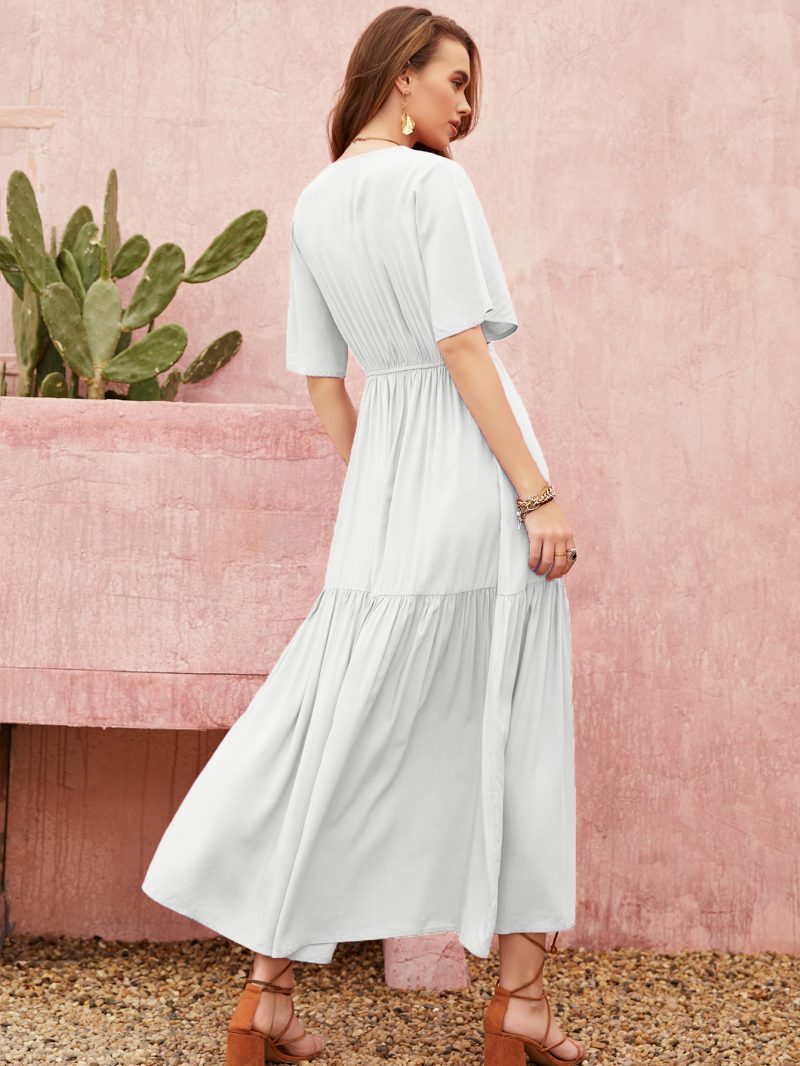 Silk Waist V-Neck Nightgown: Casual Retro Women's Home Wear Dress, Mixed Batch - Image 5