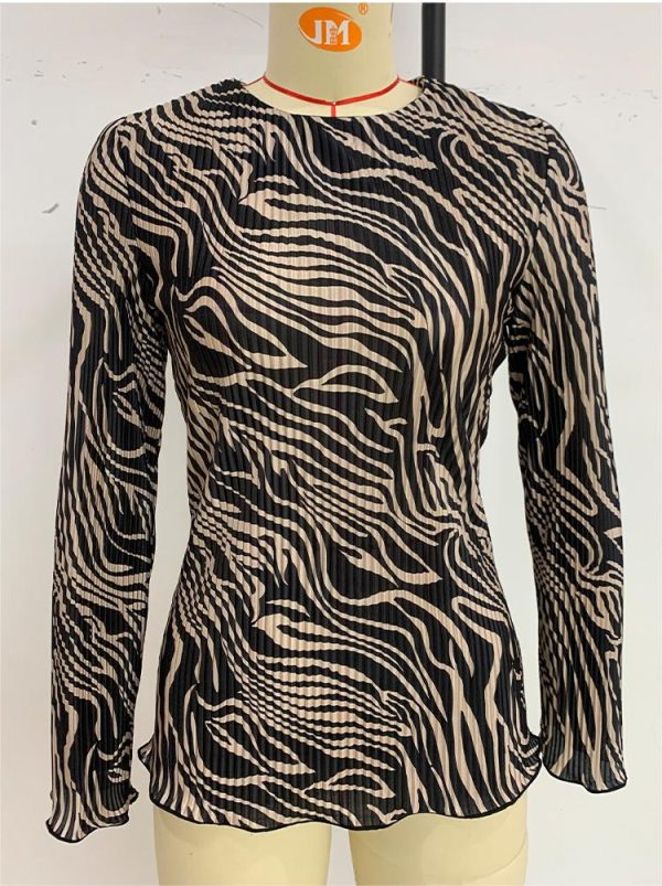 Ink Black White Mixed Color Slim Fit Long Sleeve Top - Image 5