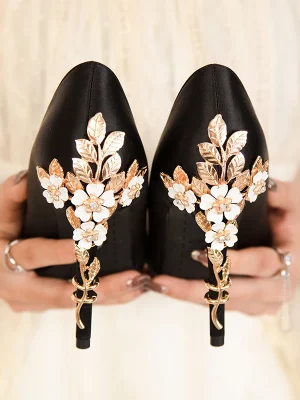 Eco Metal Flower High Heels