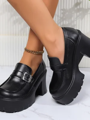 Punk Pu Leather Chunky Platform Pumps