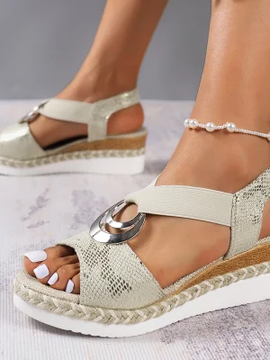 Snake Print Wedge Sandals